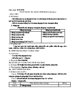 Kế hoạch bài dạy Sinh học Lớp 7 - Tiết 47, Bài 58: Đa dạng sinh học (Tiếp theo) - Năm học 2021-2022 - Nguyễn Anh Tuấn