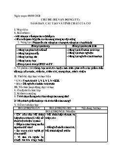 Kế hoạch bài dạy Sinh học Lớp 8 - Tuần 5, Tiết 8+9 - Năm học 2021-2022 - Nguyễn Anh Tuấn