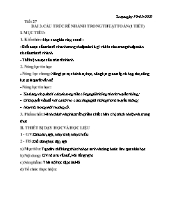 Kế hoạch bài dạy Tin học 6 Sách Cánh diều - Tiết 27, Bài 3: Cấu trúc rẽ nhánh trong thuật Toán - Năm học 2021-2022 - Nguyễn Đức Thắng