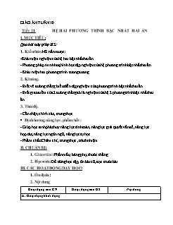 Kế hoạch bài dạy Vật lí + Toán 9 - Tuần 10 - Năm học 2021-2022 - Phan Thị Thanh