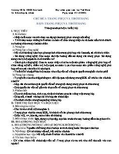 Kế hoạch dạy học Công nghệ 6 - Tuần 16, Bài 9: Trang phục và thời trang - Năm học 2021-2022 - Lê Viết Hoài