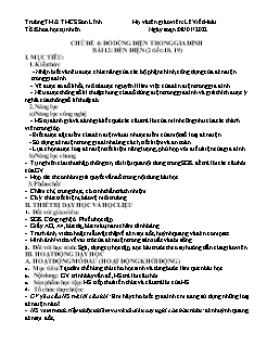Kế hoạch dạy học Công nghệ 6 - Tuần 18, Bài 12: Đèn điện - Năm học 2021-2022 - Lê Viết Hoài