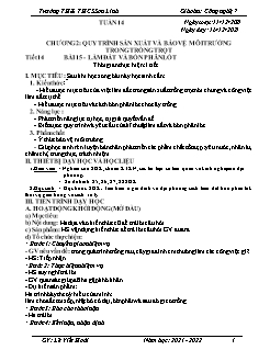 Kế hoạch dạy học Công nghệ 7 - Tiết 14, Bài 15: Làm đất và bón phân lót - Năm học 2021-2022 - Lê Viết Hoài