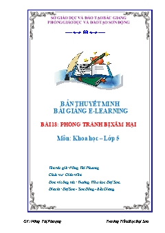 Bài giảng E-learing Khoa học 5 - Bài 18: Phòng tránh bị xâm hại - Nông Thị Phượng