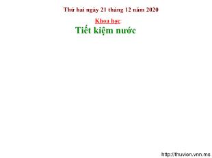 Bài giảng Khoa học 5 - Bài: Tiết kiệm nước - Năm học 20202-2021