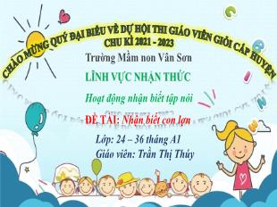 Bài giảng Mầm non Lớp Nhà trẻ - Đề tài: Nhận biết con lợn - Trần Thị Thúy