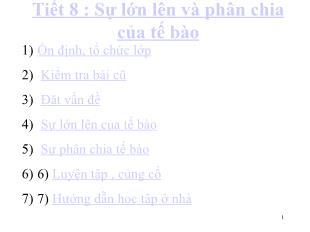 Bài giảng Sinh học 6 - Tiết 8: Sự lớn lên và phân chia của tế bào
