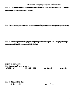 Bài tập ôn tập cuối năm Toán + Tiếng Việt Lớp 2