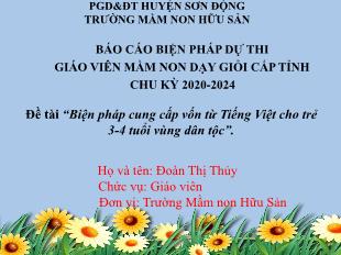 Biện pháp cung cấp vốn từ Tiếng Việt cho trẻ 3-4 tuổi vùng dân tộc