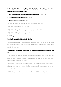 Biện pháp xây dựng môi trường lớp học xanh, sạch đẹp, an toàn thân thiện cho trẻ tại lớp mẫu giáo 3-4A2