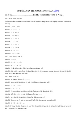 Bộ đề luyện thi Violympic Toán lớp 1