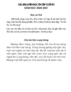 Các bài luyện đọc ôn tập Tiếng Việt cuối học kì I - Năm học 2020-2021