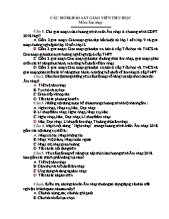 Câu hỏi ôn tập khảo sát giáo viên Tiểu học môn Âm nhạc