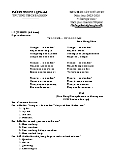 Đề khảo sát giữa học kì I Ngữ văn 7 - Năm học 2023-2024 - Trường THCS Bảo Sơn (Có đáp án)