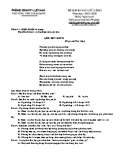 Đề khảo sát giữa học kì I Ngữ văn 8 - Năm học 2023-2024 - Trường THCS Bảo Sơn (Có đáp án)