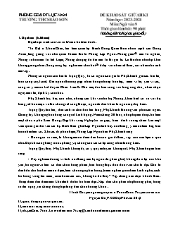 Đề khảo sát giữa học kì I Ngữ văn 9 - Năm học 2023-2024 - Trường THCS Bảo Sơn (Có đáp án)