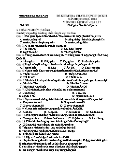 Đề kiểm tra chất lượng học kì I Lịch sử và Địa lí 7 - Mã đề 702 - Năm học 2023-2024 - PGD Lục Nam (Có đáp án + Ma trận)