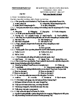 Đề kiểm tra chất lượng học kì I Lịch sử và Địa lí 7 - Mã đề 701 - Năm học 2023-2024 - PGD Lục Nam (Có đáp án + Ma trận)