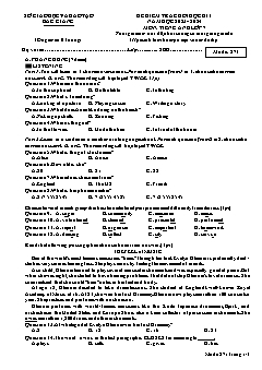 Đề kiểm tra cuối học kì I Tiếng Anh 7 - Mã đề 871 - Năm học 2023-2024 - Sở GD&ĐT Bắc Giang (Có đáp án + File nghe)