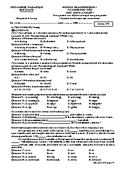 Đề kiểm tra cuối học kì I Tiếng Anh 7 - Mã đề 872 - Năm học 2023-2024 - Sở GD&ĐT Bắc Giang (Có đáp án + File nghe)