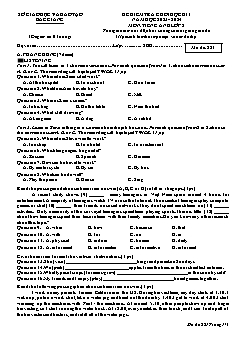 Đề kiểm tra cuối học kì I Tiếng Anh 8 - Mã đề 881 - Năm học 2023-2024 - Sở GD&ĐT Bắc Giang (Có đáp án + File nghe)