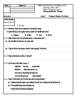 Đề kiểm tra cuối học kì I Tiếng Việt 3 - Năm học 2016-2017 - Trường Tiểu học Yên Định (Có đáp án)