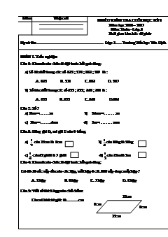 Đề kiểm tra cuối học kì I Toán 3 - Năm học 2016-2017 - Trường Tiểu học Yên Định (Có đáp án)