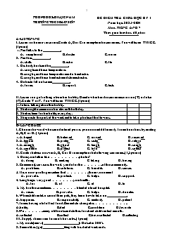 Đề kiểm tra giữa học kì I Tiếng Anh 7 - Năm học 2023-2024 - Trường THCS Bảo Sơn (Có đáp án)
