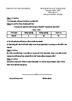 Đề kiểm tra giữa học kì II Địa lí 7 - Năm học 2016-2017 - PGD Sơn Động (Có đáp án)