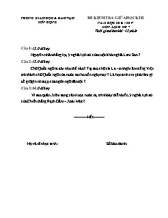 Đề kiểm tra giữa học kì II Lịch sử 7 - Năm học 2016-2017 - PGD Sơn Động (Có đáp án)