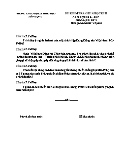 Đề kiểm tra giữa học kì II Lịch sử 9 - Năm học 2016-2017 - PGD Sơn Động (Có đáp án)