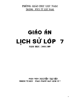 Giáo án cả năm Lịch sử 7 - Năm học 2008-2009