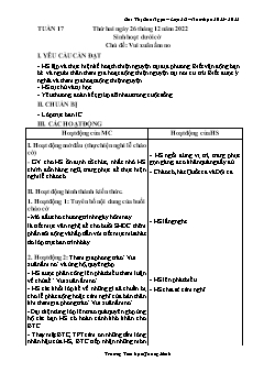 Giáo án các môn Lớp 3 - Tuần 17 - Năm học 2022-2023