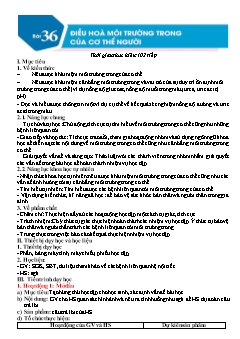 Giáo án Khoa học tự nhiên 8 (Kết nối tri thức) - Bài 36: Điều hòa môi trường trong cơ thể người