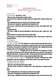Giáo án Khoa học tự nhiên 8 (Kết nối tri thức) - Bài 40: Sinh sản ở người