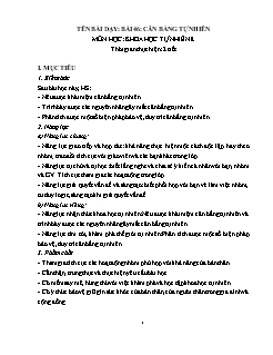 Giáo án Khoa học tự nhiên 8 (Kết nối tri thức) - Bài 46: Cân bằng tự nhiên