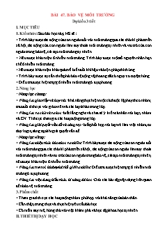 Giáo án Khoa học tự nhiên 8 (Kết nối tri thức) - Bài 47: Bảo vệ môi trường