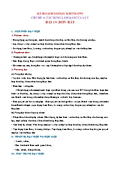 Giáo án Khoa học tự nhiên 8 (Kết nối tri thức) - Chủ đề 4: Tác dụng làm quay của lực - Bài 19: Đòn bẩy