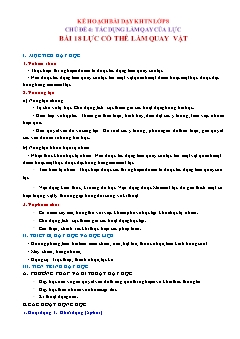 Giáo án Khoa học tự nhiên 8 (Kết nối tri thức) - Chủ đề 4: Tác dụng làm quay của lực - Bài 18: Lực có thể làm quay vật