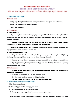 Giáo án Khoa học tự nhiên 8 (Kết nối tri thức) - Chủ đề 5: Khối lượng riêng và áp suất - Bài 15: Tác dụng của chất lỏng lên vật đặt trong nó