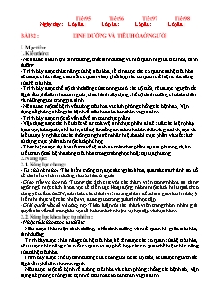Giáo án Khoa học tự nhiên 8 (Kết nối tri thức) - Tiết 95-98, Bài 32: Dinh dưỡng và tiêu hóa ở người