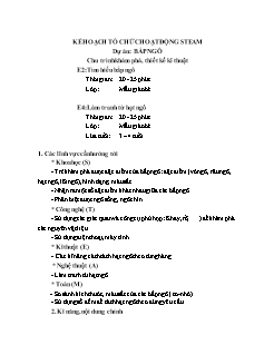 Giáo án Stem Mầm non Lớp Mầm - Dự án: Bắp ngô. Chu trình khám phá, thiết kế kĩ thuật