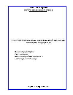 Hướng dẫn học sinh lớp 1 thực hiện tốt phép cộng, phép trừ (Không nhớ) trong phạm vi 100