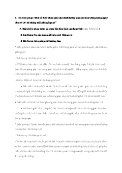Một số biện pháp giáo dục dinh dưỡng qua các hoạt động hàng ngày cho trẻ 24-36 tháng tuổi nhóm/lớp a1