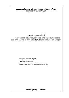 Một số biện pháp giáo dục vệ sinh cá nhân cho trẻ lớp mẫu giáo 5-6 tuổi khu Mặn, trường mầm non An Lập