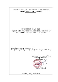 Một số biện pháp góp phần hình thành và phát triển năng lực, phẩm chất học sinh