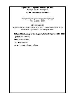 Một số biện pháp nâng cao chất lượng giáo dục học sinh dân tộc ở trường Tiểu học Quế Sơn