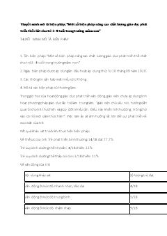 Một số biện pháp nâng cao chất lượng giáo dục phát triển thể chất cho trẻ 3- 4 tuổi trong trường mầm non