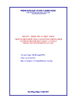 Một số biện pháp nâng cao kỹ năng phòng chống dịch covid-19 cho trẻ mẫu giáo 5-6 tuổi A2 trong trường mầm non An Lập