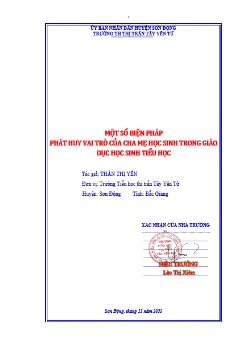 Một số biện pháp phát huy vai trò của cha mẹ học sinh trong giáo dục học sinh tiểu học